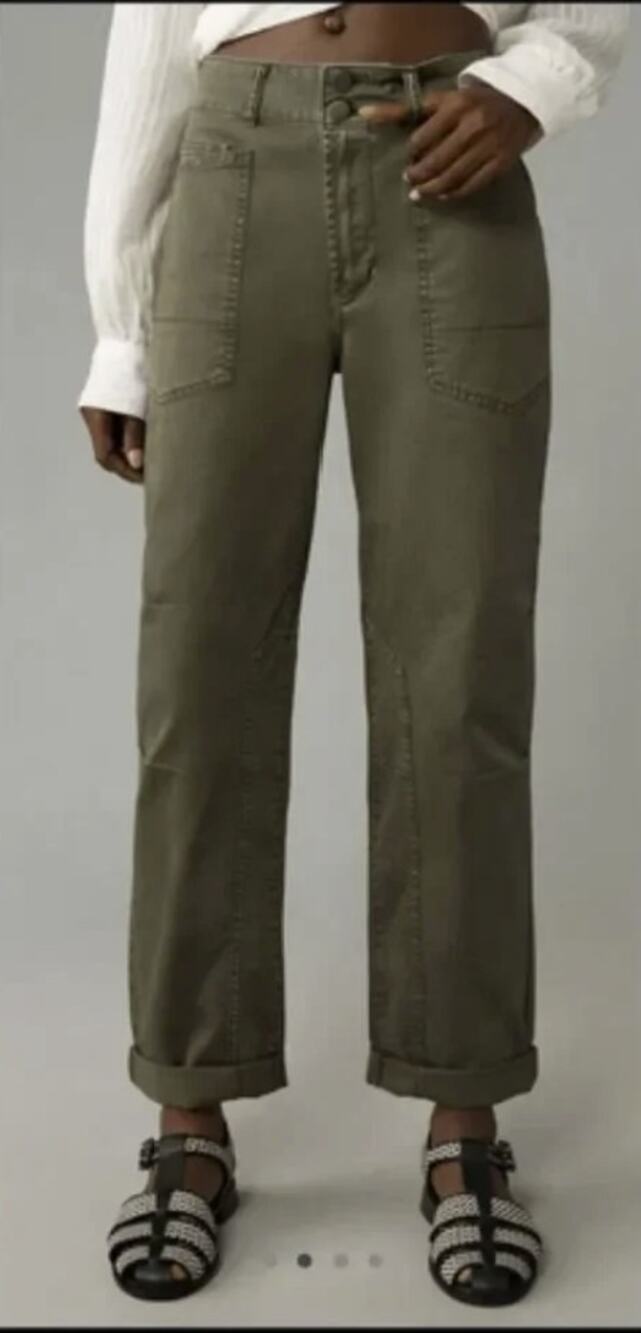 Pilcro Anthropologie The Wanderer Utility Pants Green Relaxed Leg Women Size 27